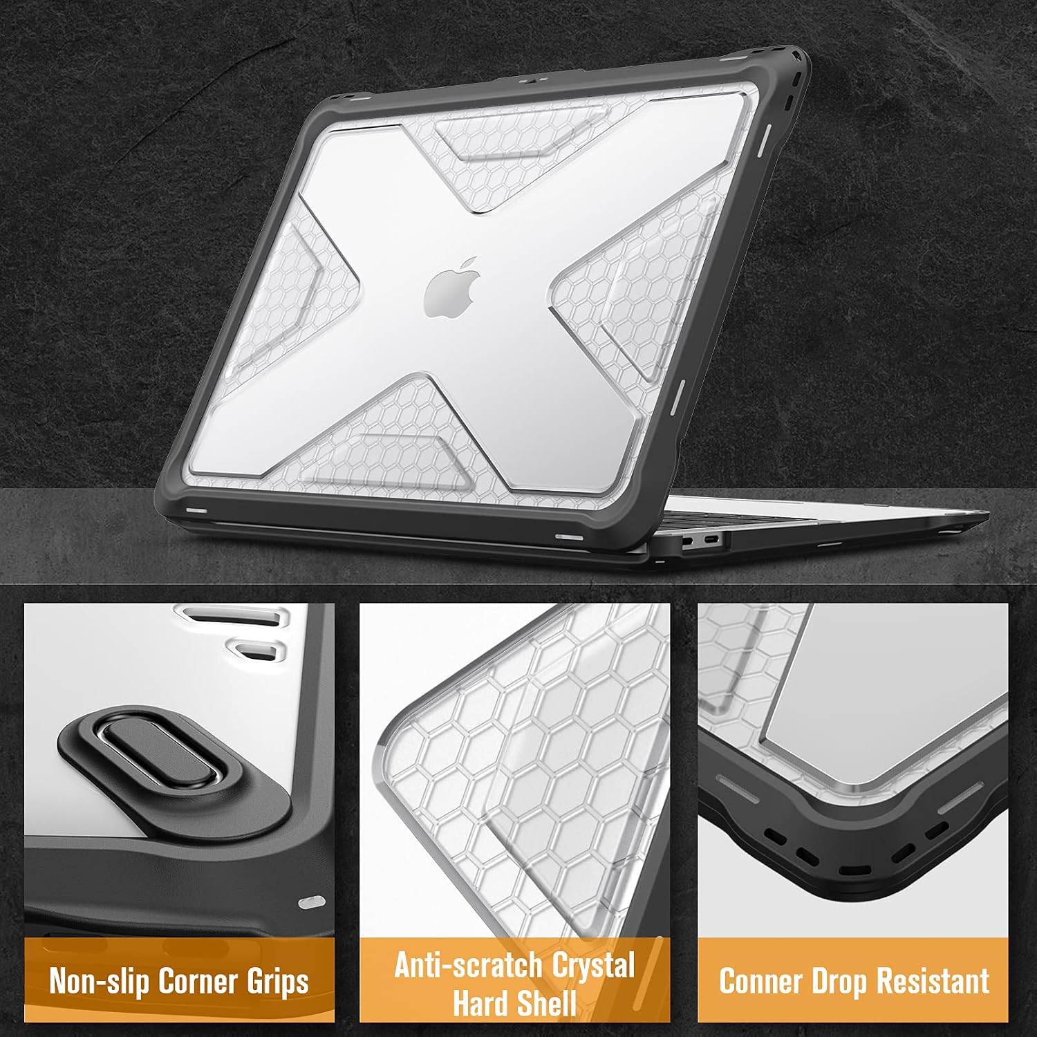 Non-slip Corner Grips  
Anti-scratch Crystal Hard Shell  
Corner Drop Resistant