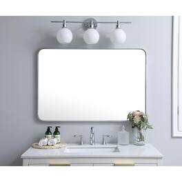 Elegant Decor - Soft corner metal rectangular mirror 27x40 inch - Silver