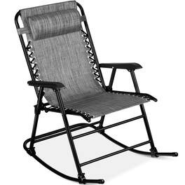 Best Choice Products - Folding Outdoor Zero Gravity Rocking Lounge Chair w/ Headrest Pillow - Gray