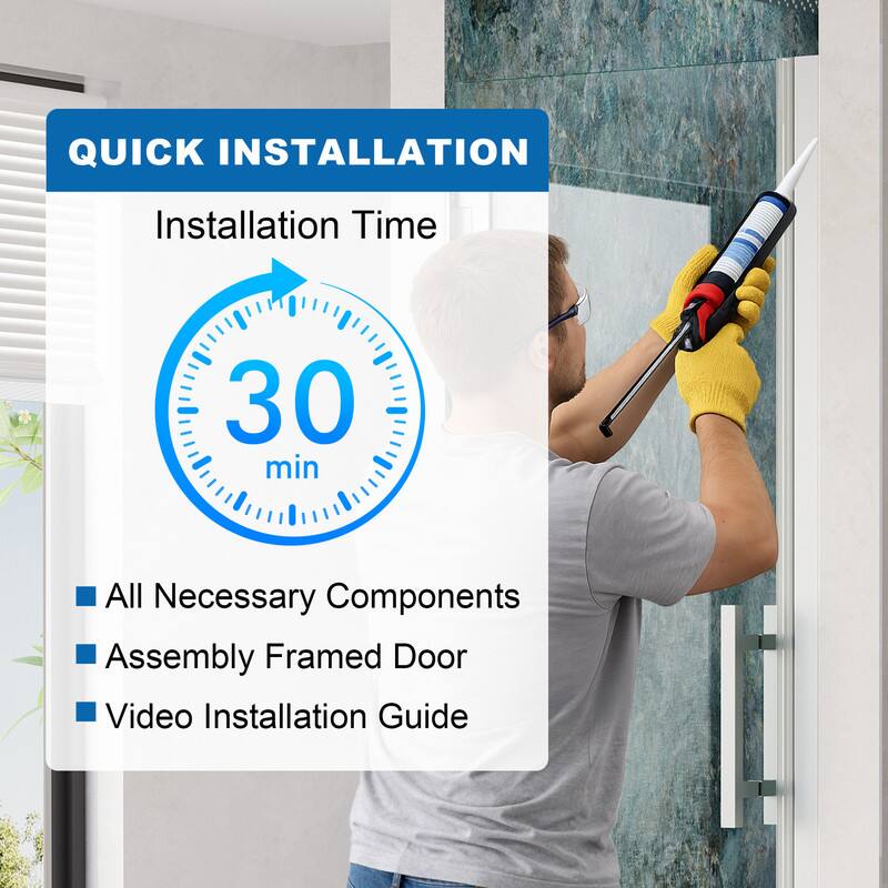 QUICK INSTALLATION  
Installation Time: 30 min  
- All Necessary Components  
- Assembly Framed Door  
- Video Installation Guide