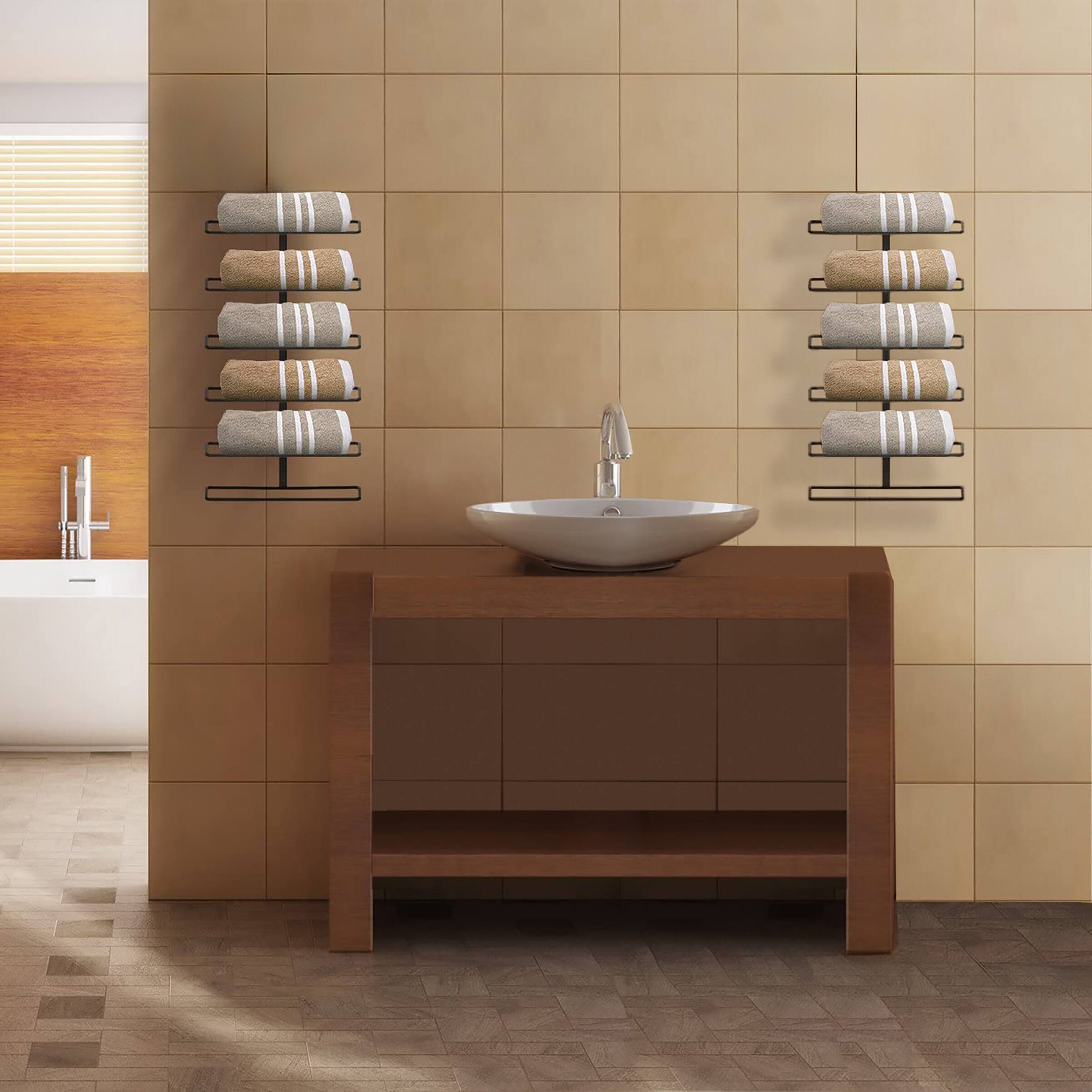 Alt View 1. Sorbus - Sorbus Set of 3 Wall-Mounted Metal Wine Rack - 6 Bottles - Black.