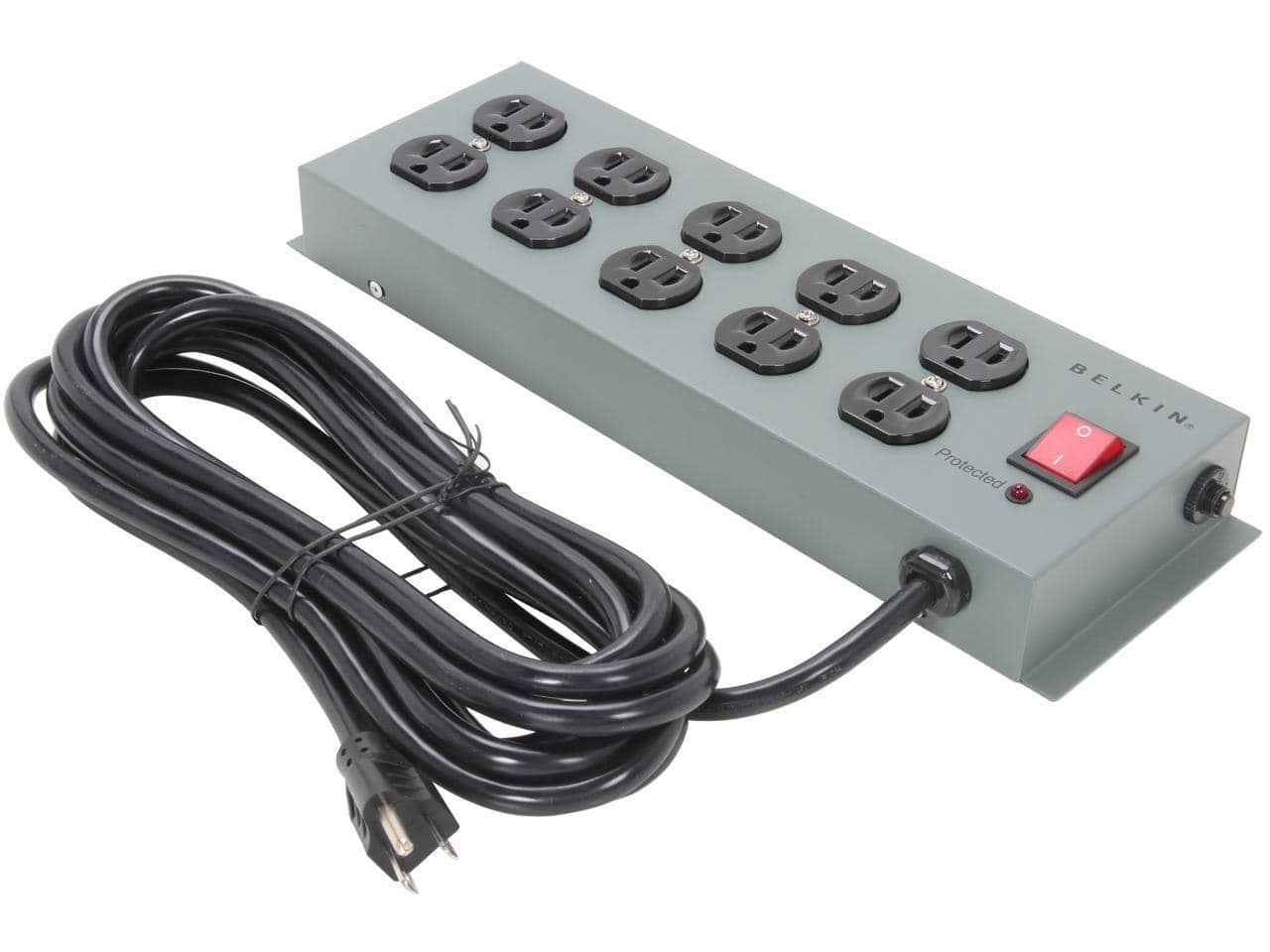 Belkin - F9D1000-15 15 ft. 10 Outlets 885 Joules SurgeMaster - Metal