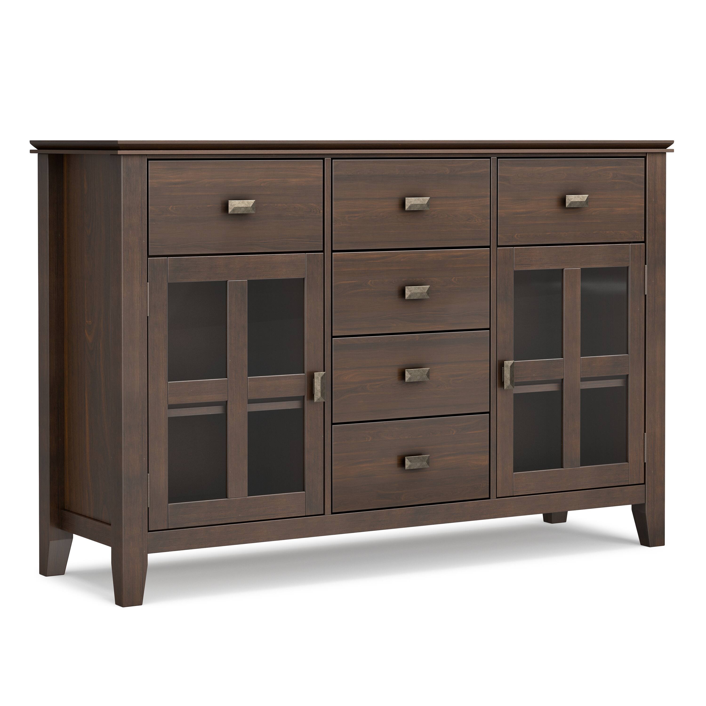 Front. Simpli Home - Artisan 54 inch Wide Solid Wood Transitional Sideboard Buffet in Natural Aged Brown - Natural Aged Brown.