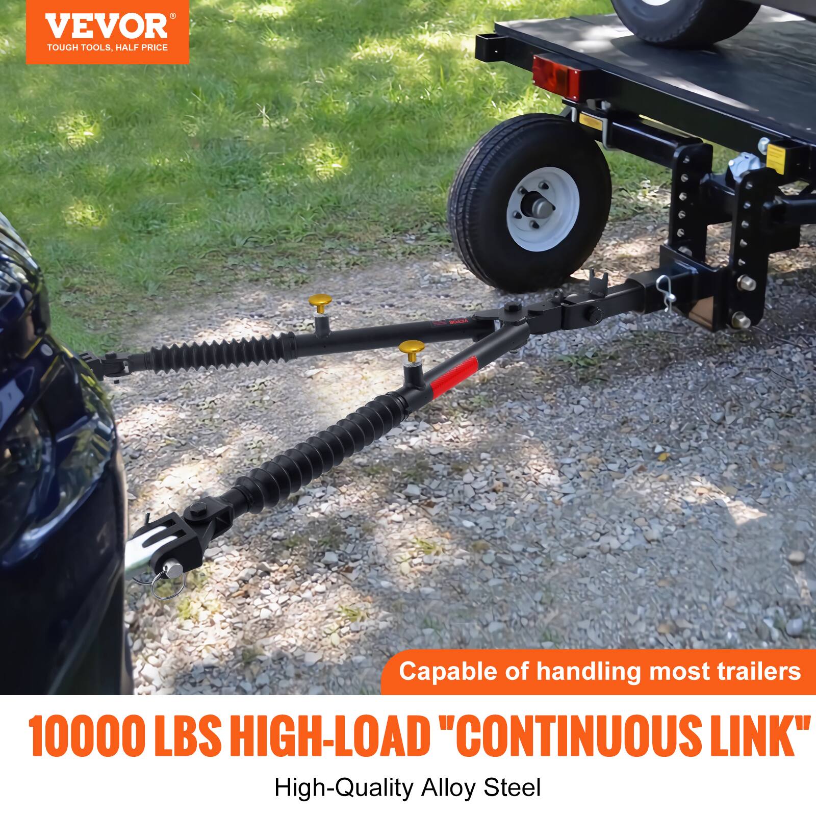 VEVOR  
TOUGH TOOLS, HALF PRICE  

Capable of handling most trailers  

10000 LBS HIGH-LOAD "CONTINUOUS LINK"  
High-Quality Alloy Steel