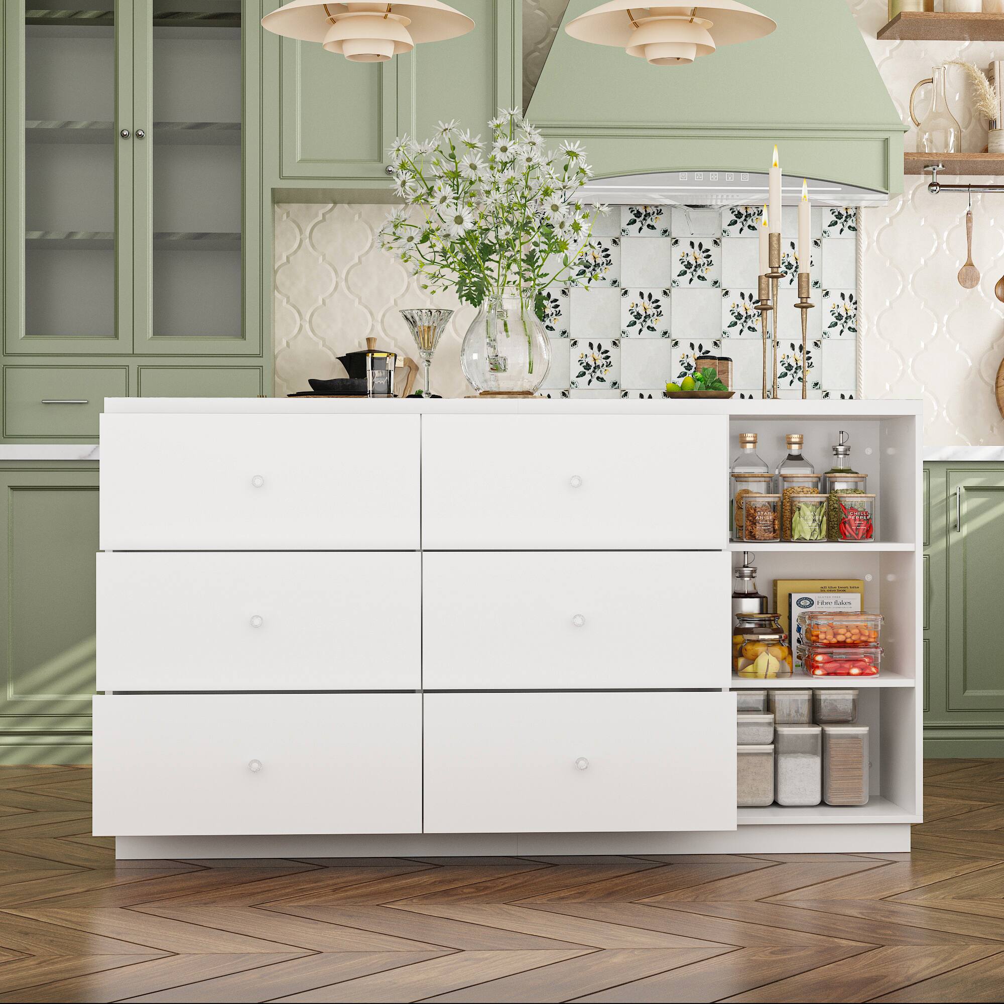 Alt View 1. Famapy - Famapy Modern Kitchen Island & Storage Cabinet: Transform Your Culinary Space - White.