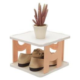 Unique Bargains - 2-Tier Free Standing Shoe Rack, Vertical Narrow Stackable Organizer for Front Door Garage Closet - Pink
