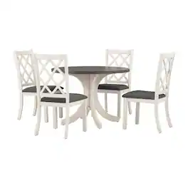 Manhattan Lane - Aria 5pc Dining Table and Chair Set, Antique White and Walnut Brown - White, Dark Walnut Brown