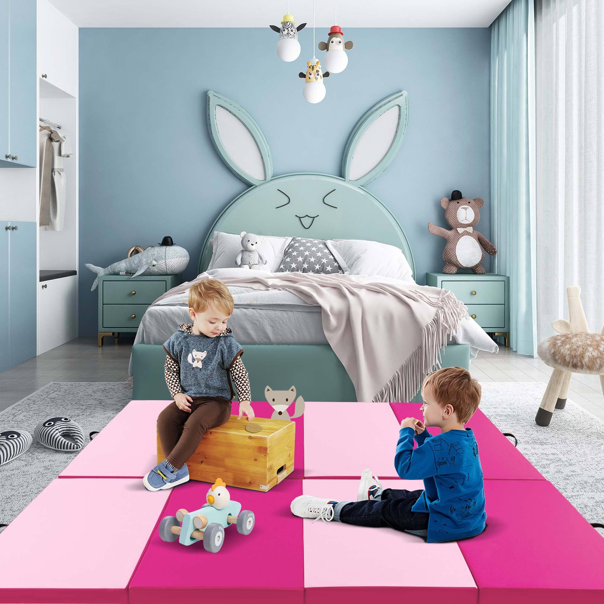 Alt View 4. Costway - Costway 10' x 4' x 2" 4-Panel Folding Exercise Mat with Carrying Handles for Gym Yoga - Pink.