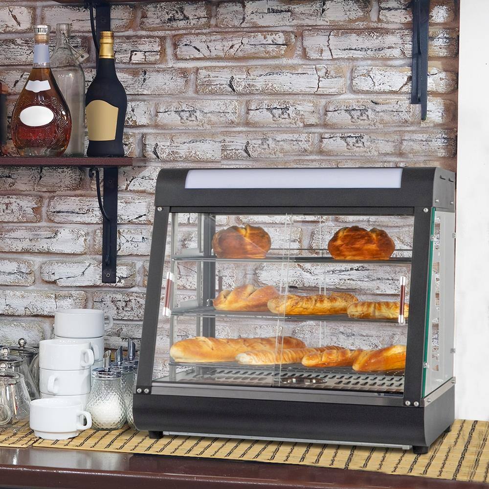 Alt View 10. Winado - Electric 3 Tiers 26" Commercial Heat Food Pizza Warmer Display Case Restaurant - Black.