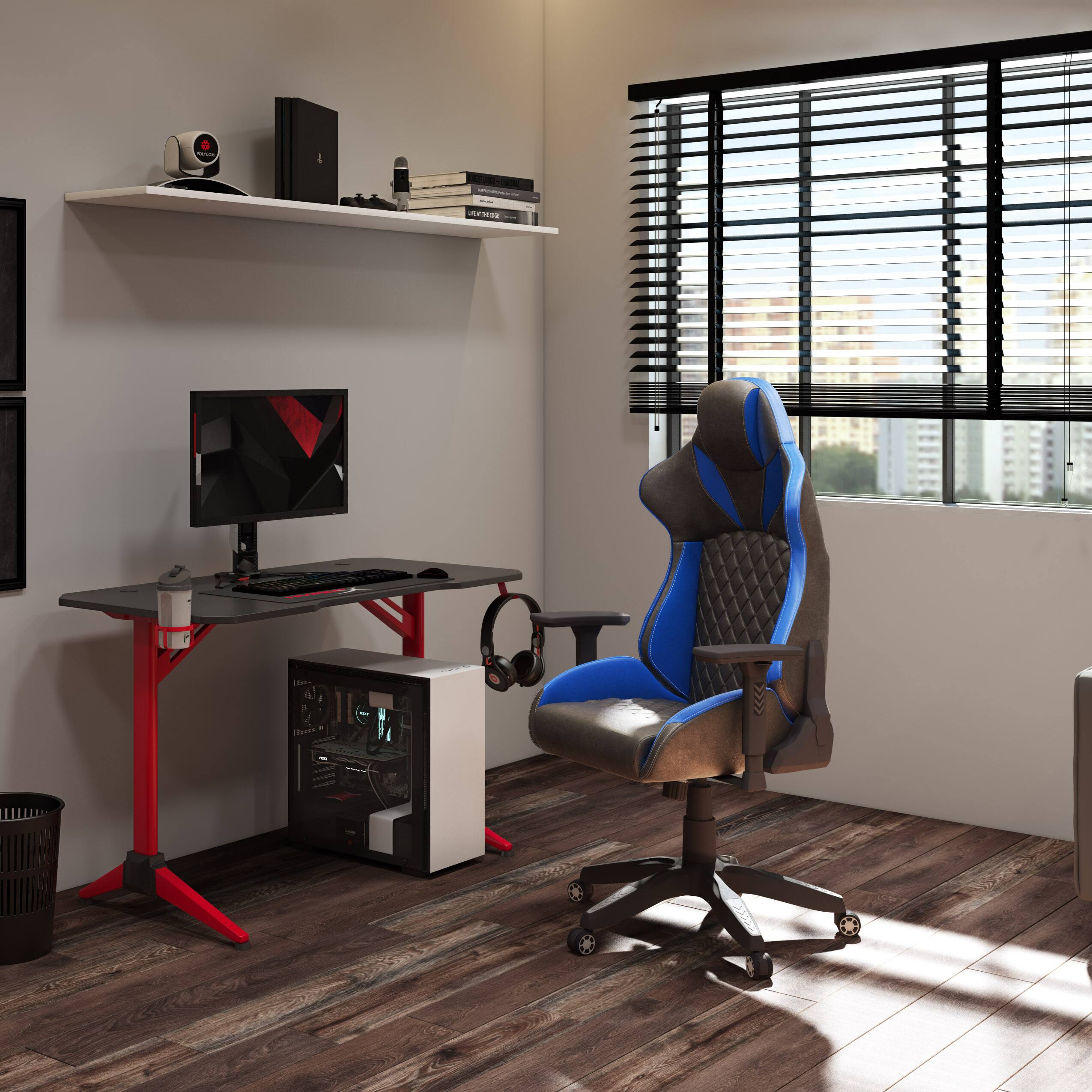 Alt View 16. CorLiving - Nightshade Gaming Chair - Black and Blue.