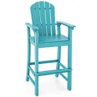 Costway Outdoor HDPE Bar Height Stool Patio Tall Chair Armrest Footrest All Weather - Turquoise - Front_Zoom