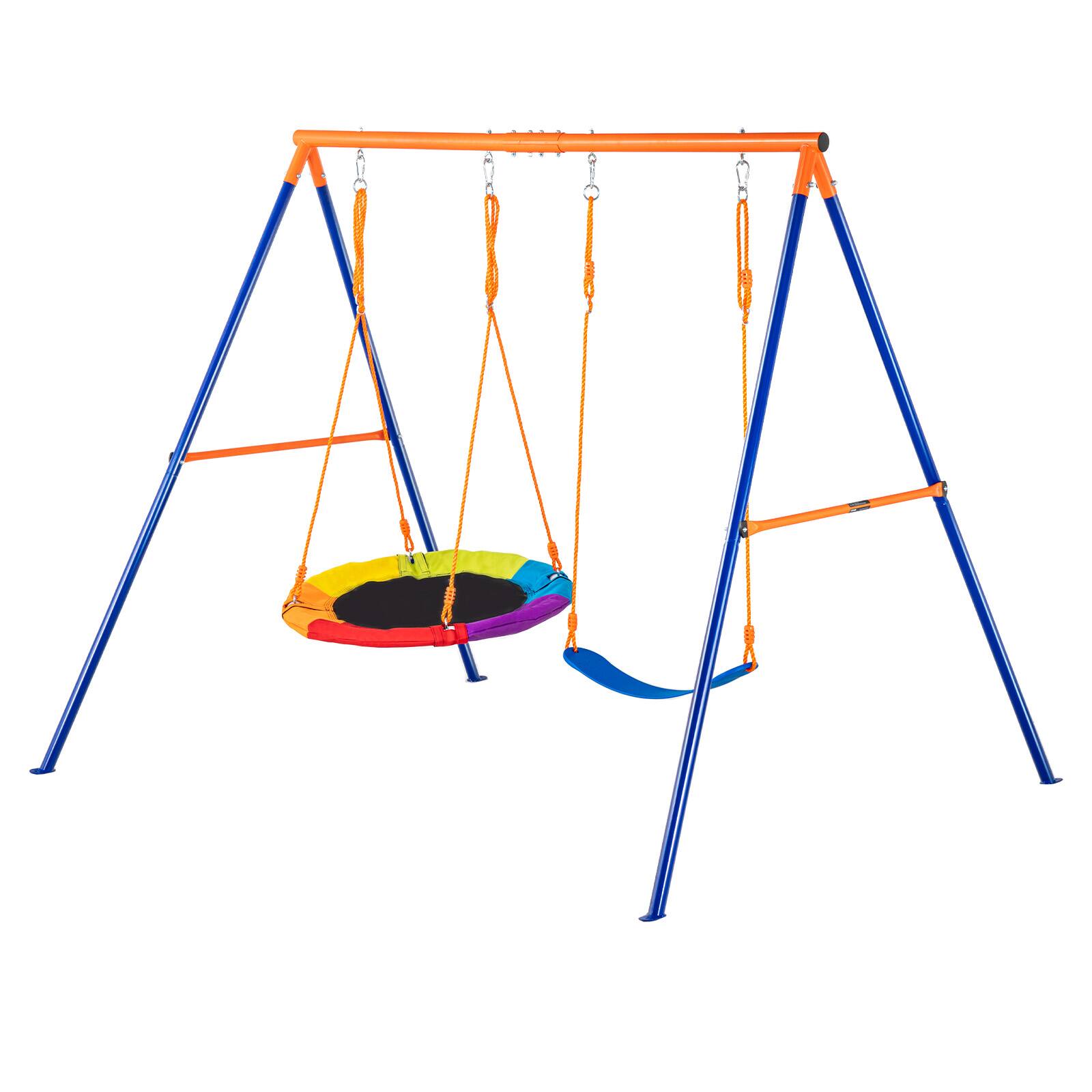 Alt View 5. VEVOR - Swing Sets for Backyard, 440lbs Load Capacity Swing Set, with 1 Saucer Swing Seat, 1 Belt Swing Seat - Orange.