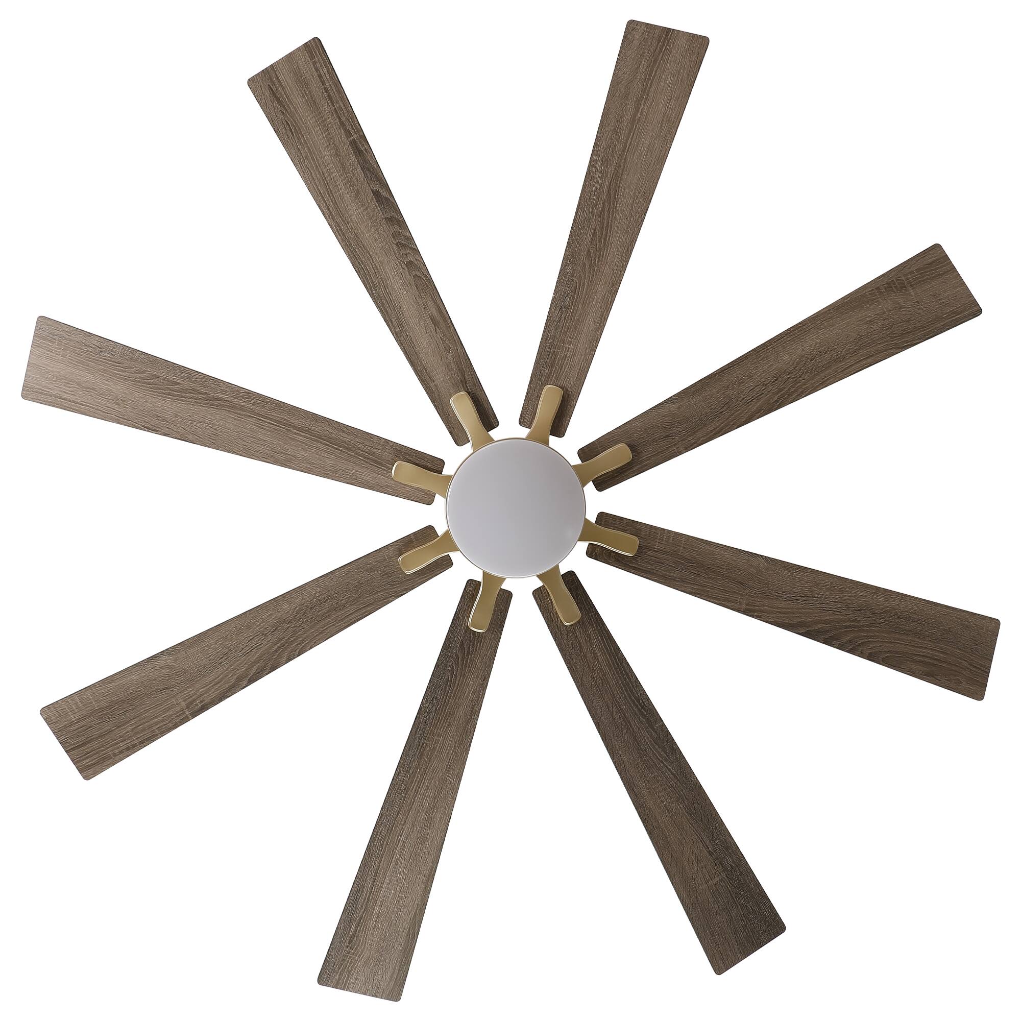 Left. Vaczon - 72" Smart Ceiling Fan with LED Light, Remote & App Control, Quiet DC Motor, 6-Speed, Ideal for Large Rooms - Weathered wood.