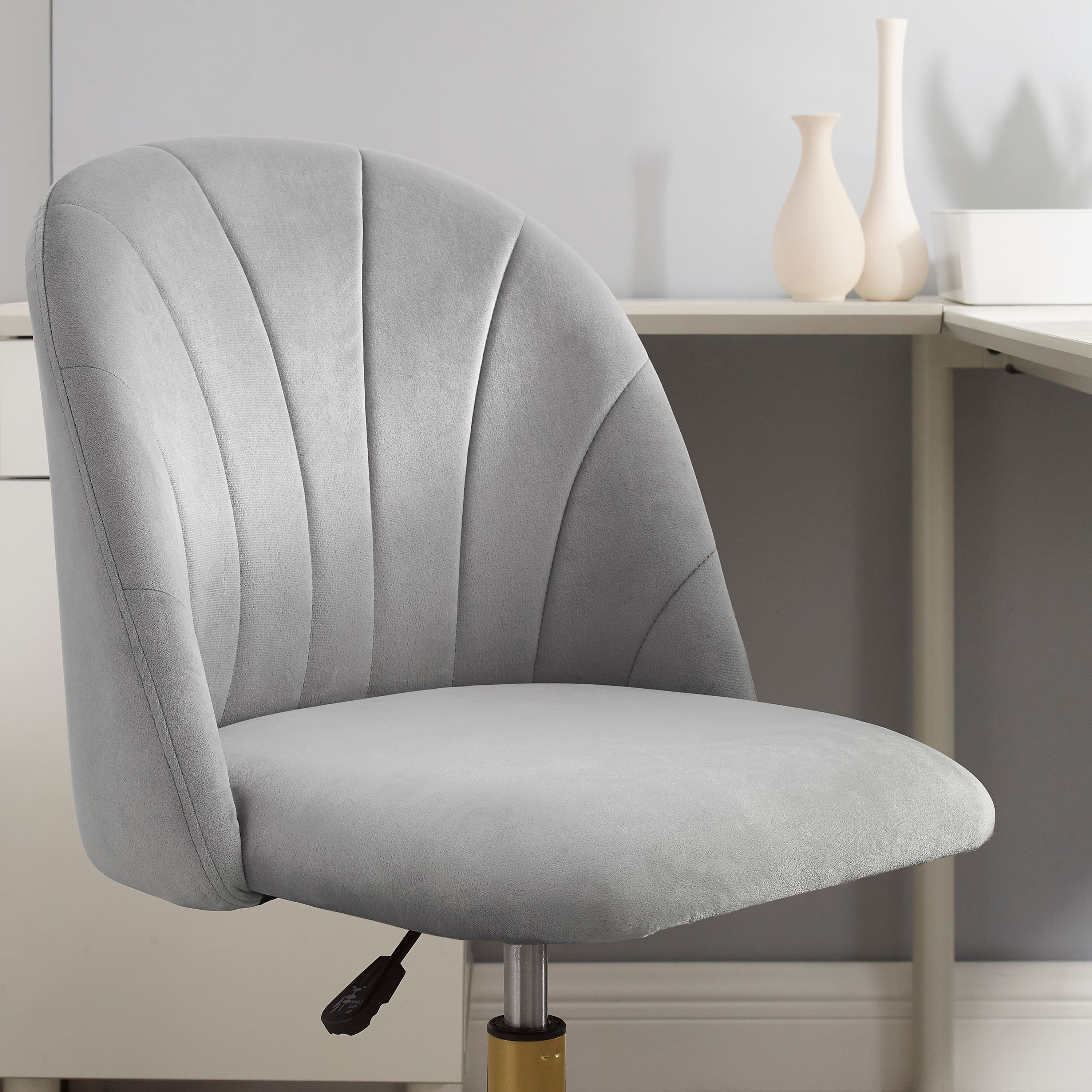 Alt View Zoom 19. Linon Home Décor - Andrea Plush Velvet Fabric Rolling Desk Chair - Gray.