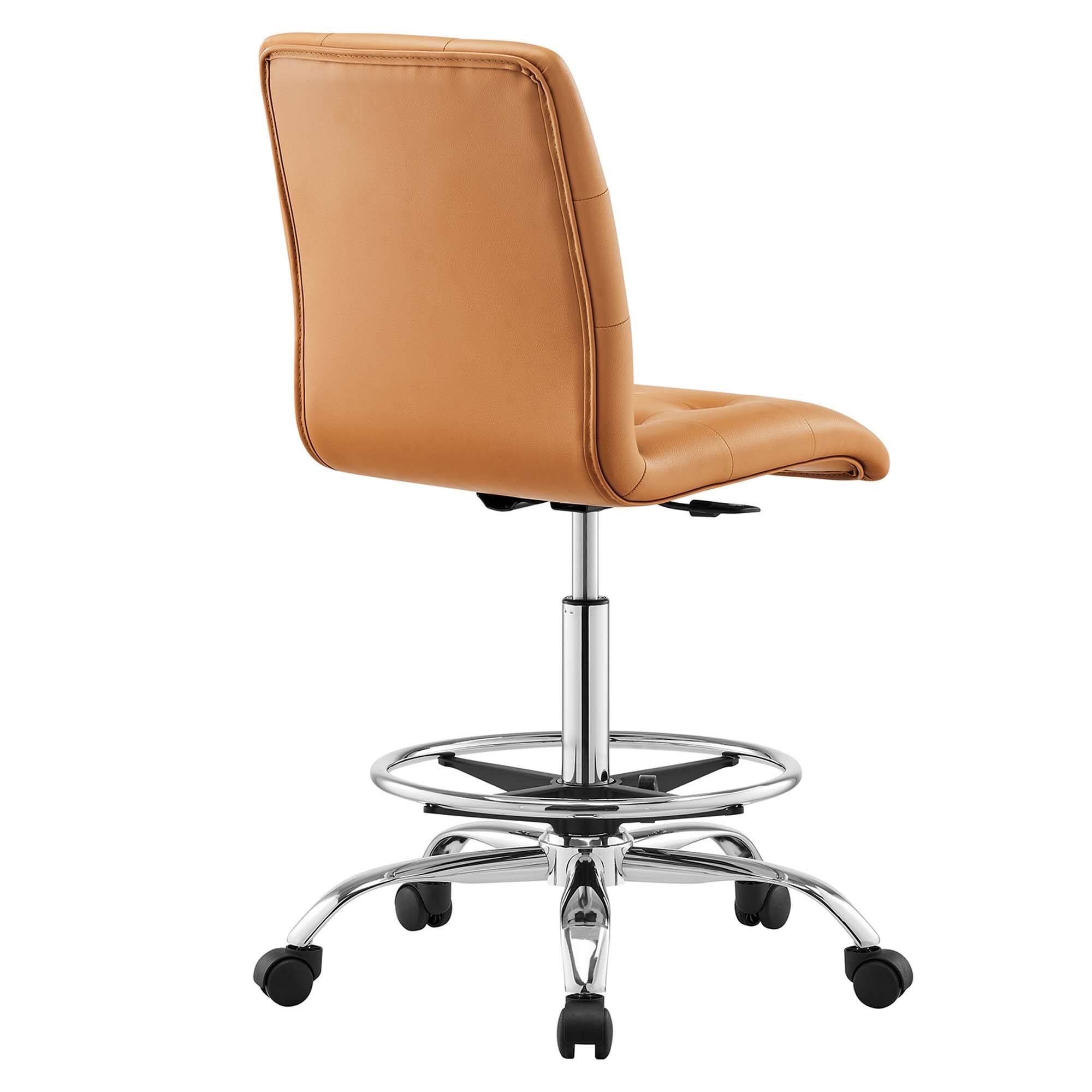 Alt View 2. Modway - Prim Armless Vegan Leather Drafting Chair by Modway - Silver Tan.