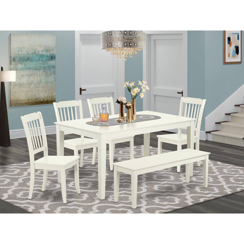Left. East West Furniture - Dining Room Set Linen White - Brown.