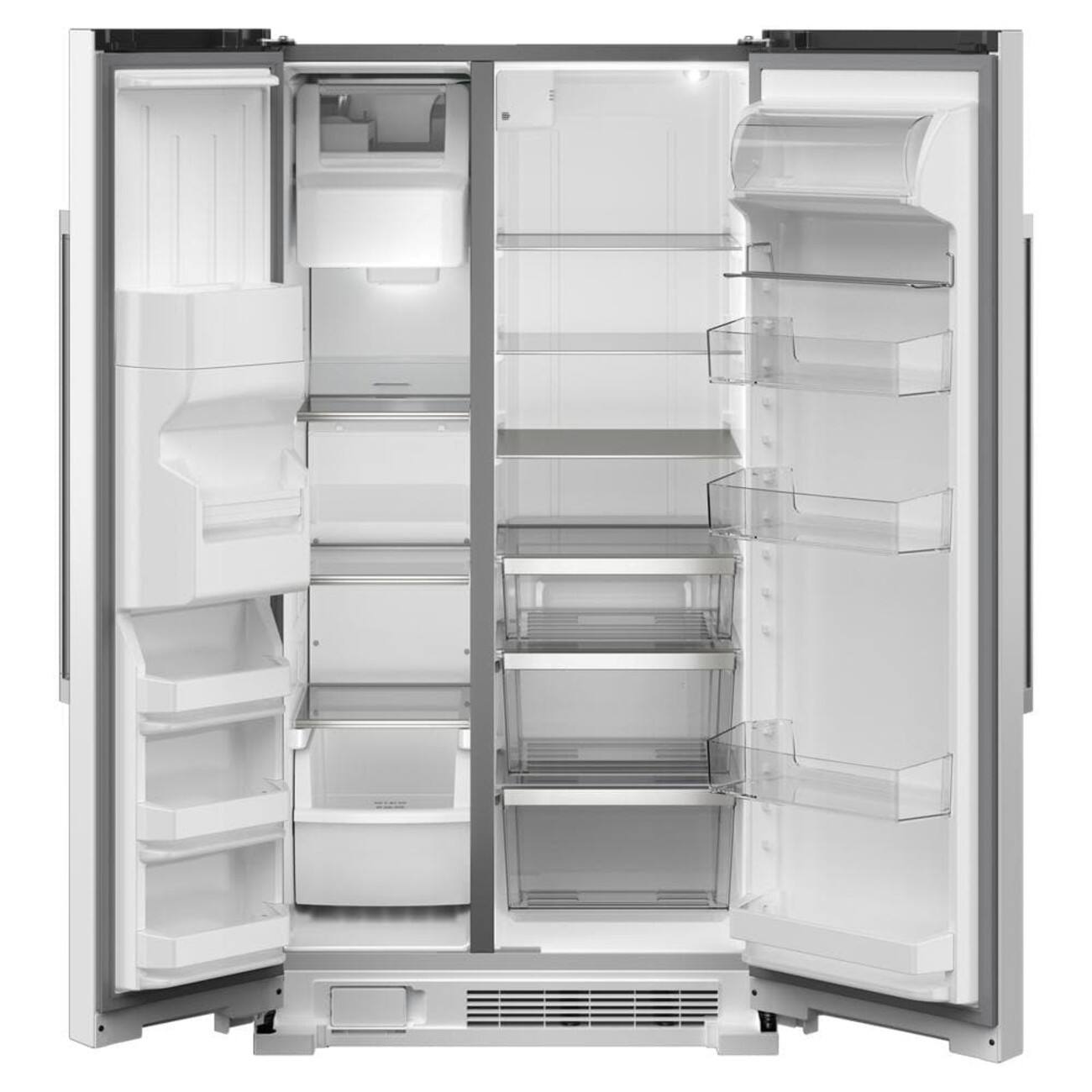 Left. Maytag - 36 in. Wide 25 cu. ft. Side-by-Side Refrigerator with Gallon Door Bins - White.