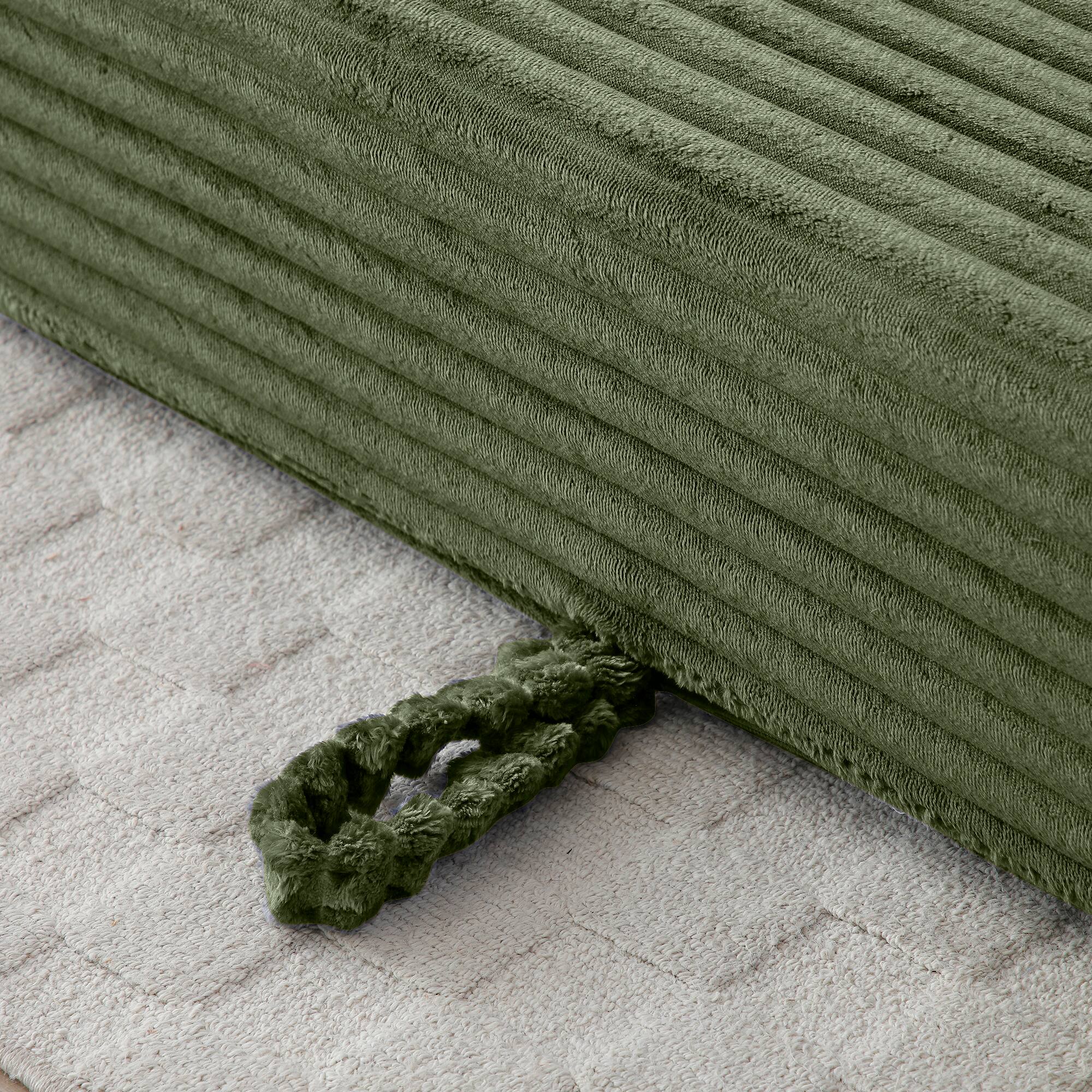 Alt View 7. Meqiodas - 2 in 1 Convertible Folding Couch Bed, Cloud Loveseat Sofa, Corduroy Floor Lounge Sofa for Bedroom Living Room - Green.