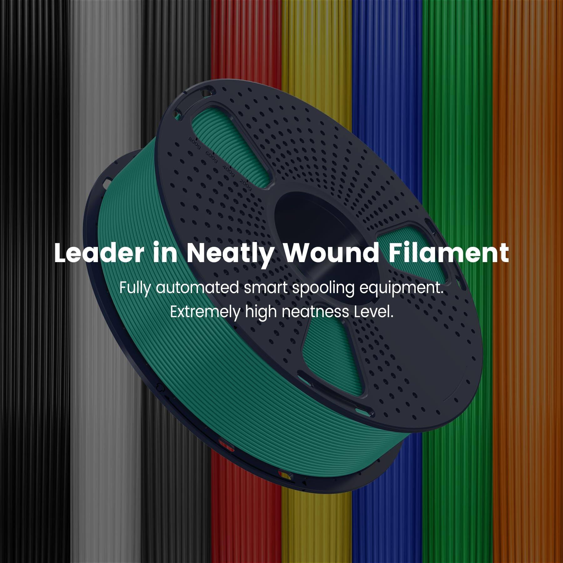 Leader in Neatly Wound Filament  
Fully automated smart spooling equipment.  
Extremely high neatness Level.