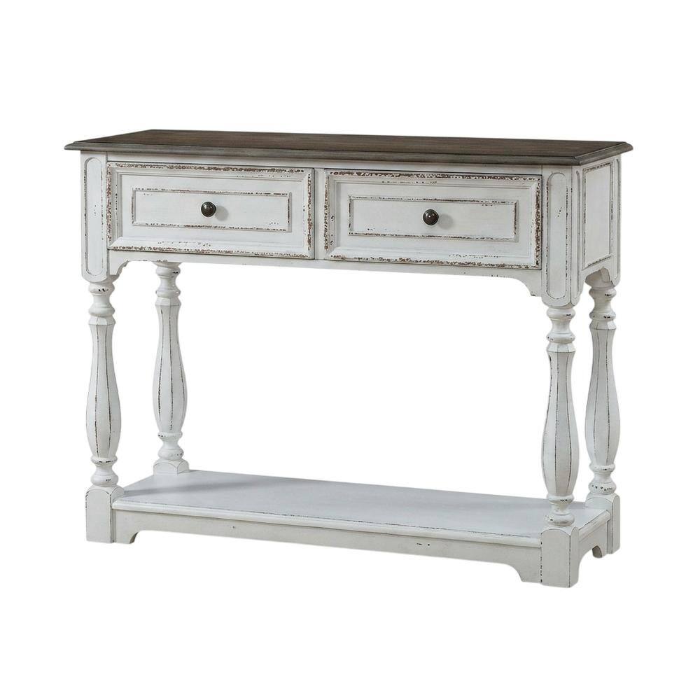 Left. Starlight Canyon Home - Starlight Canyon Home Console Table, Quality Build, Durable Wood Frame - White - Antique White & Weathered Bark.