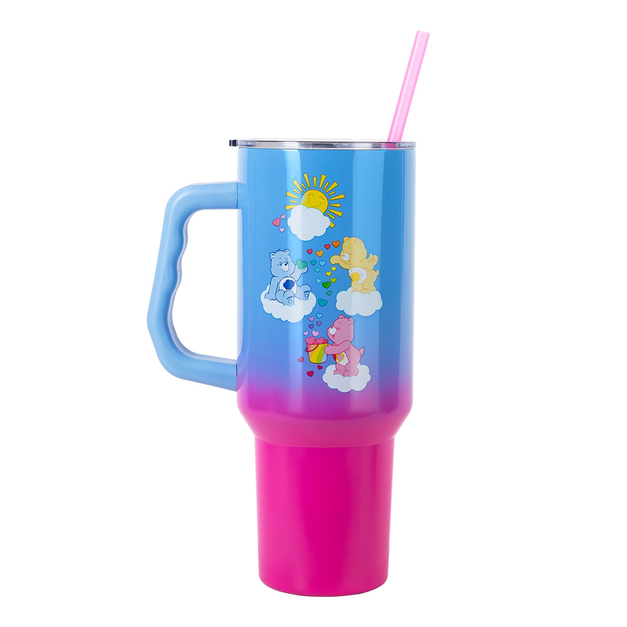 Alt View 1. Silver Buffalo - Care Bears Ombre 40-Ounce Stainless Steel Tumbler With Handle - Multi-Colored.