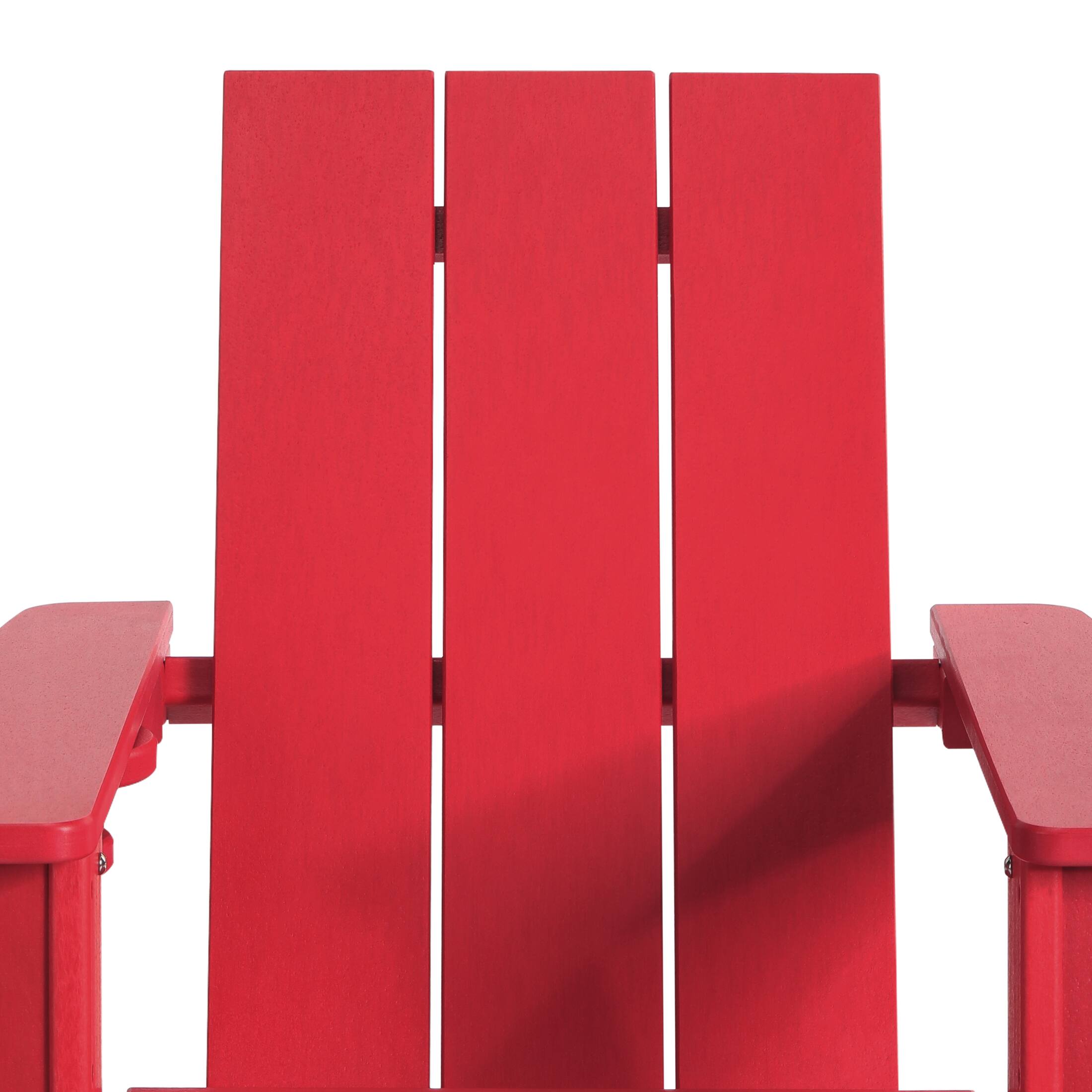 Alt View 3. WestinTrends - WestinTrends Ashore Outdoor HDPE Plastic Preschool Toddler Modern Adirondack Rocking Chairs (Set of 2) - Red.