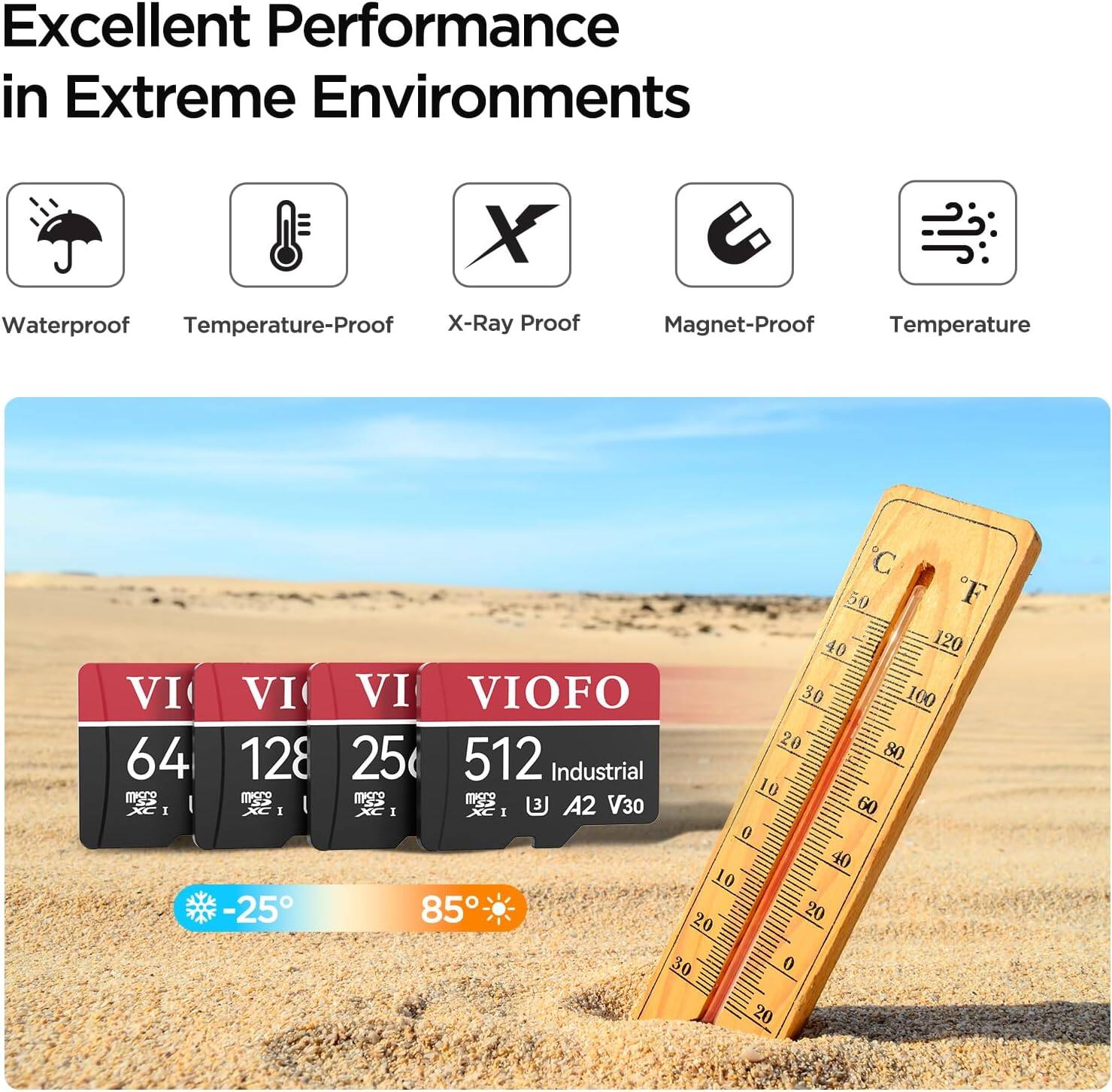 VIOFO 128GB Industrial Grade microSD Card, U3 A2 V30 High Speed