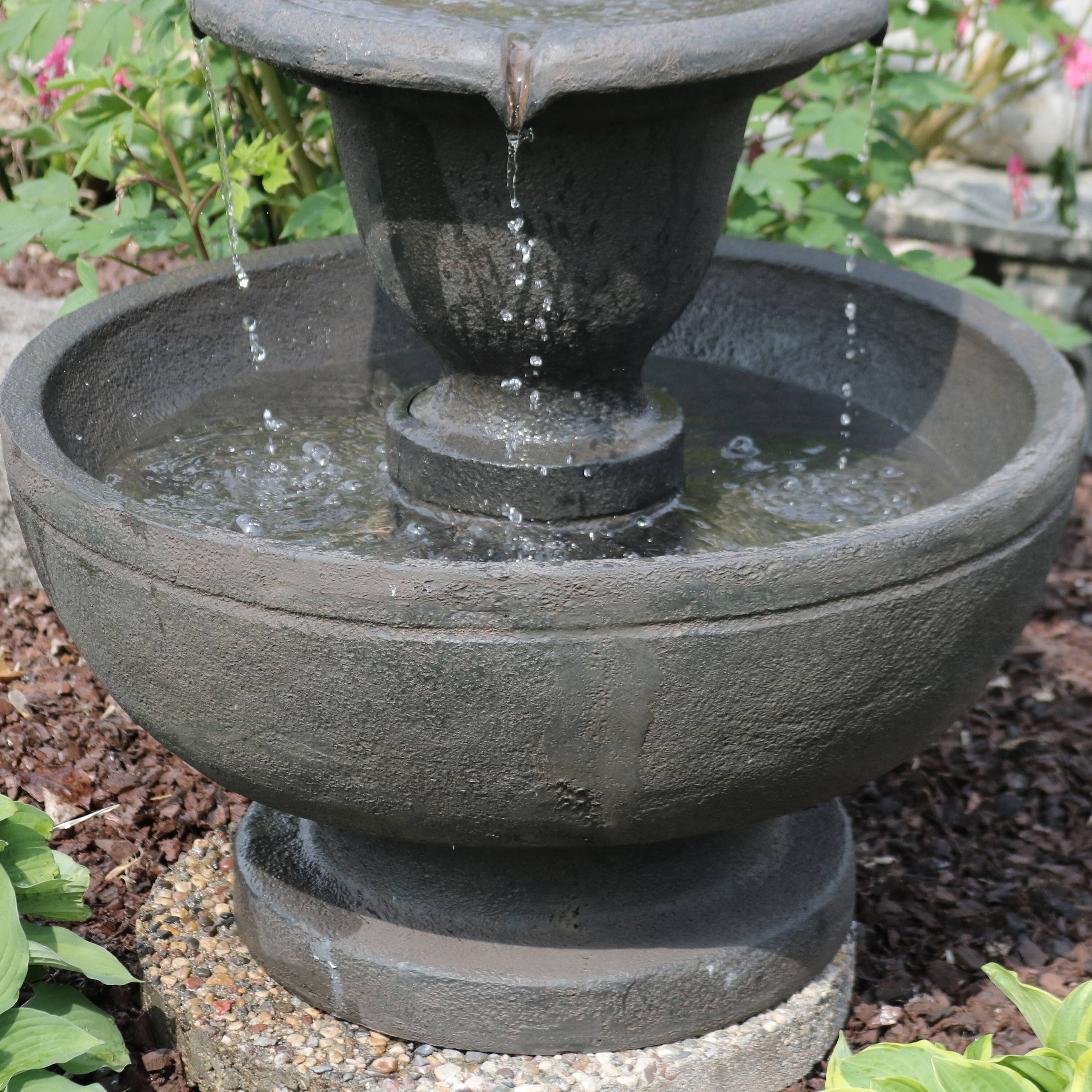 Alt View 10. Sunnydaze - Streaming Falls Polyresin Outdoor 2-Tier Water Fountain - Grey.