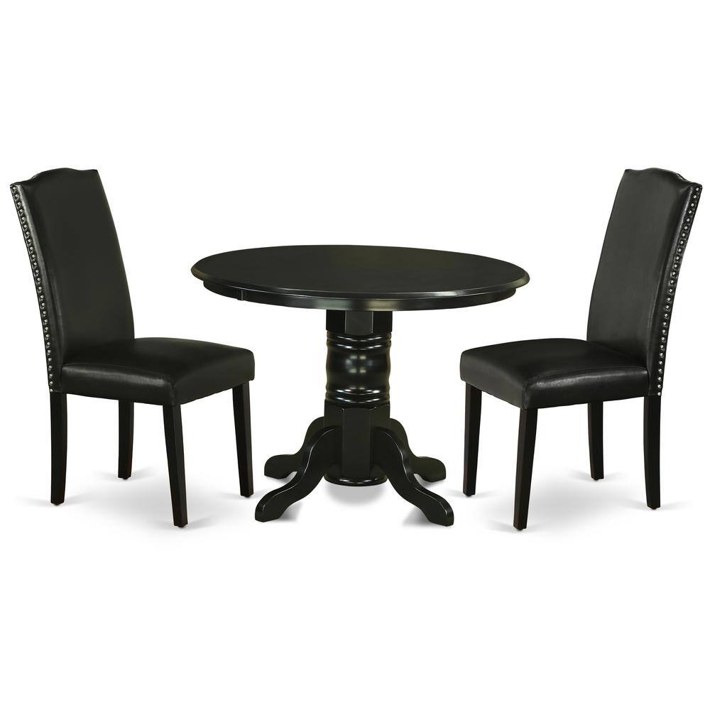 Angle. East West Furniture - Dining Room Set Black - Brown.
