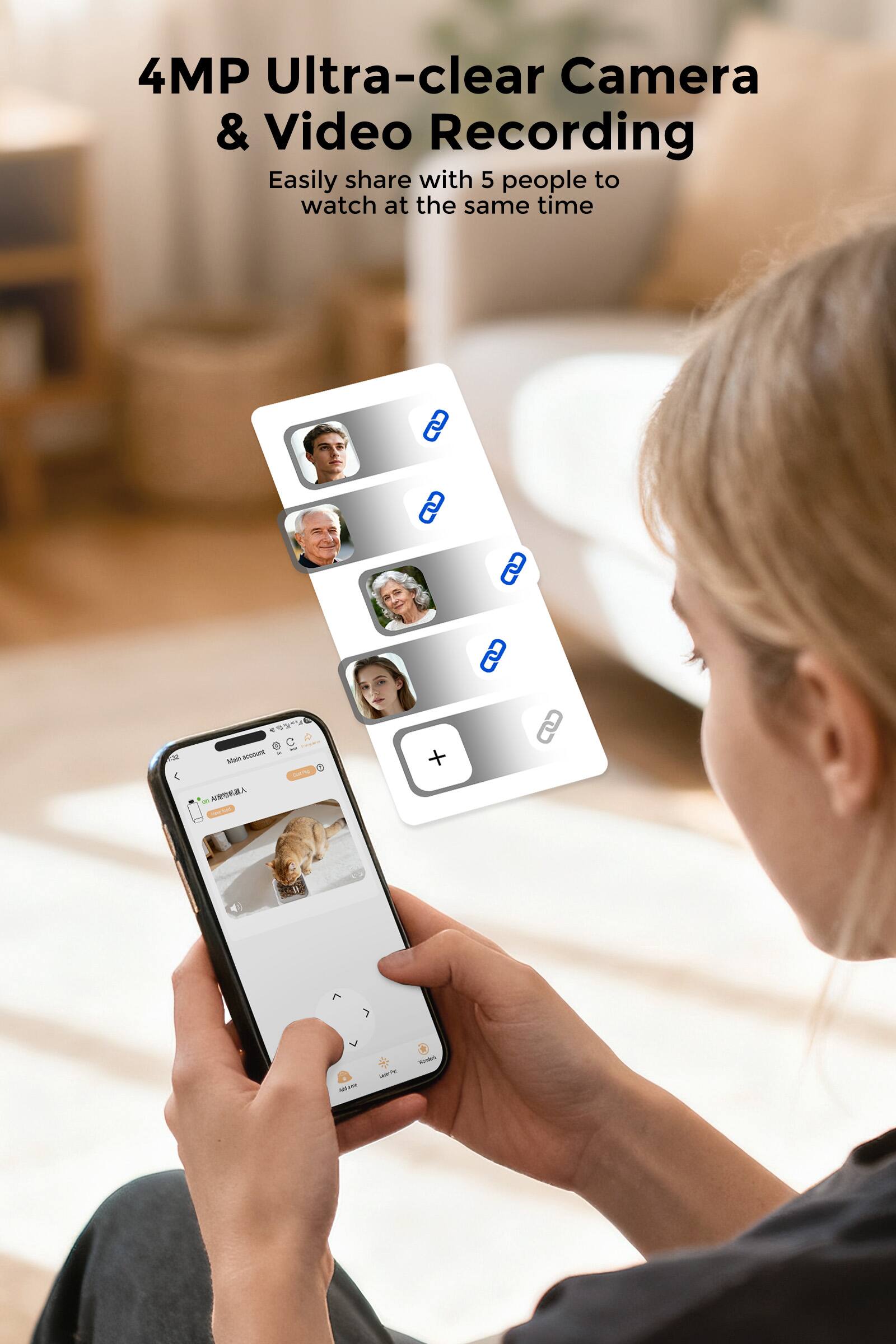4MP Ultra-clear Camera & Video Recording  
Easily share with 5 people to watch at the same time