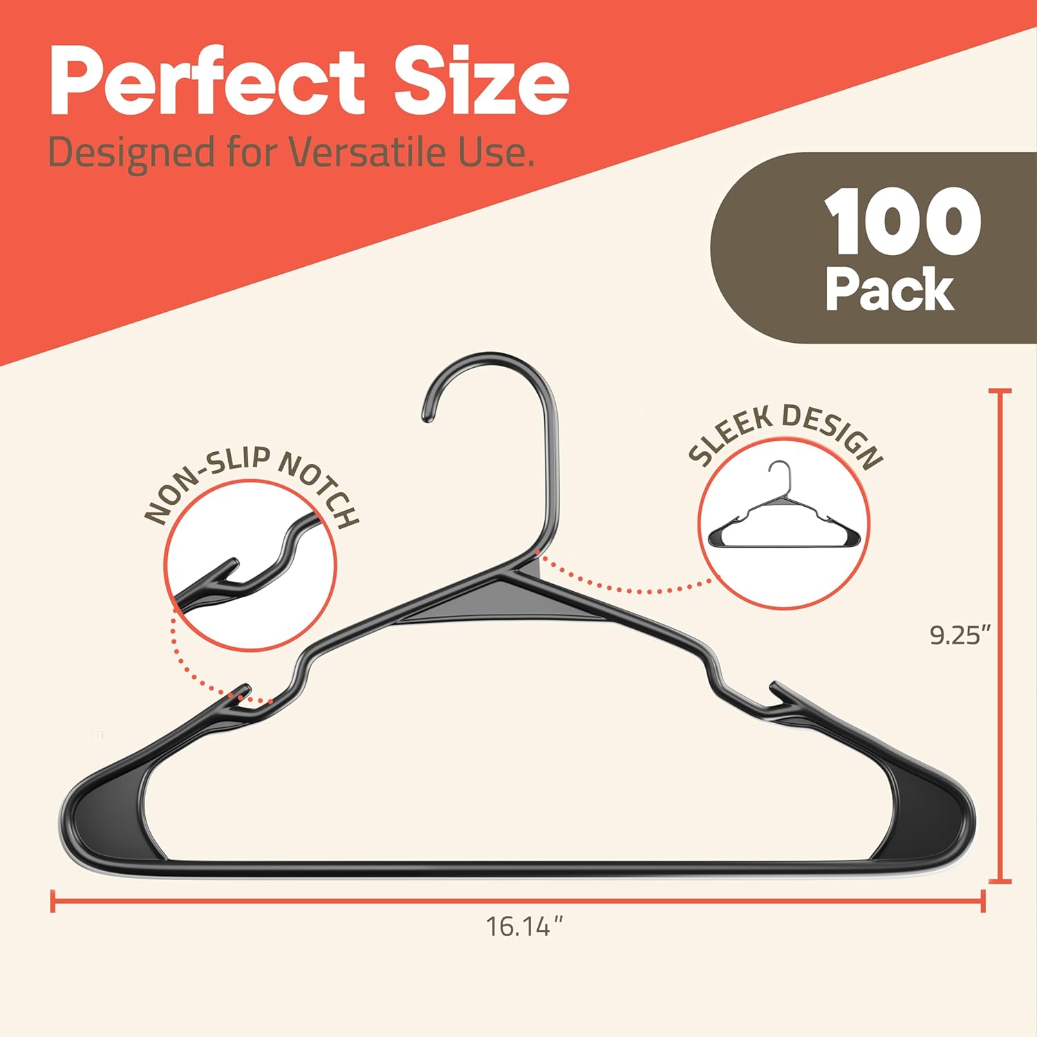 Perfect Size, Designed for Versatile Use, 100 Pack, Non-Slip Notch, Sleek Design, 9.25", 16.14"