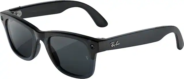 Front. Ray-Ban Meta - (Gen 3) Wayfarer, Grey Lenses, AI Glasses with Camera for Men, Women - Transparent Matte Ocean Blue.