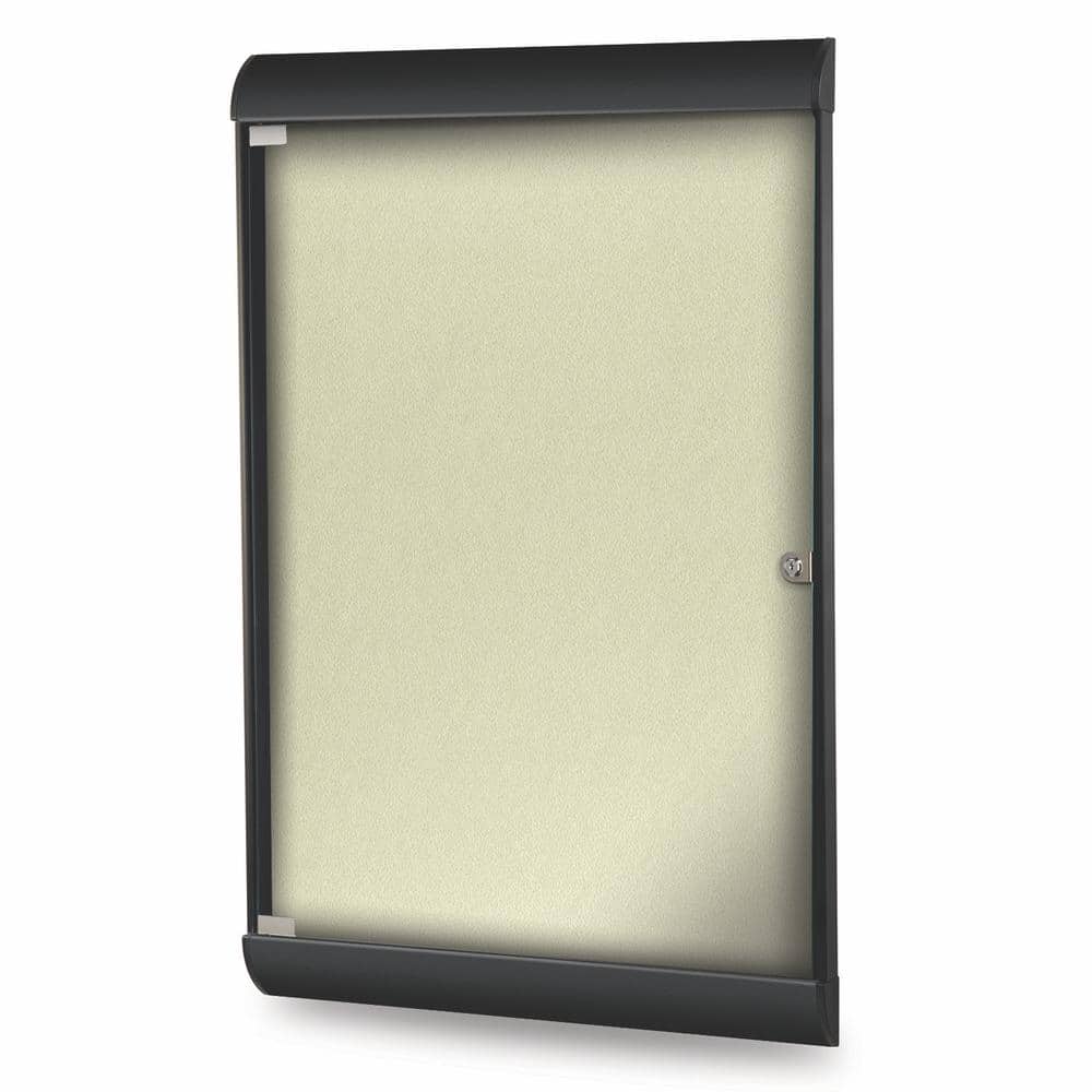 "Ghent - 42⅛""x27¾"" 1-Dr Silhouette Encl Bulletin Bd, Black Frame, Vinyl Fabric - Caramel" price history on PriceWatchPro