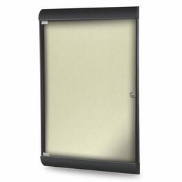 Ghent - 42⅛"x27¾" 1-Dr Silhouette Encl Bulletin Bd, Black Frame, Vinyl Fabric - Caramel