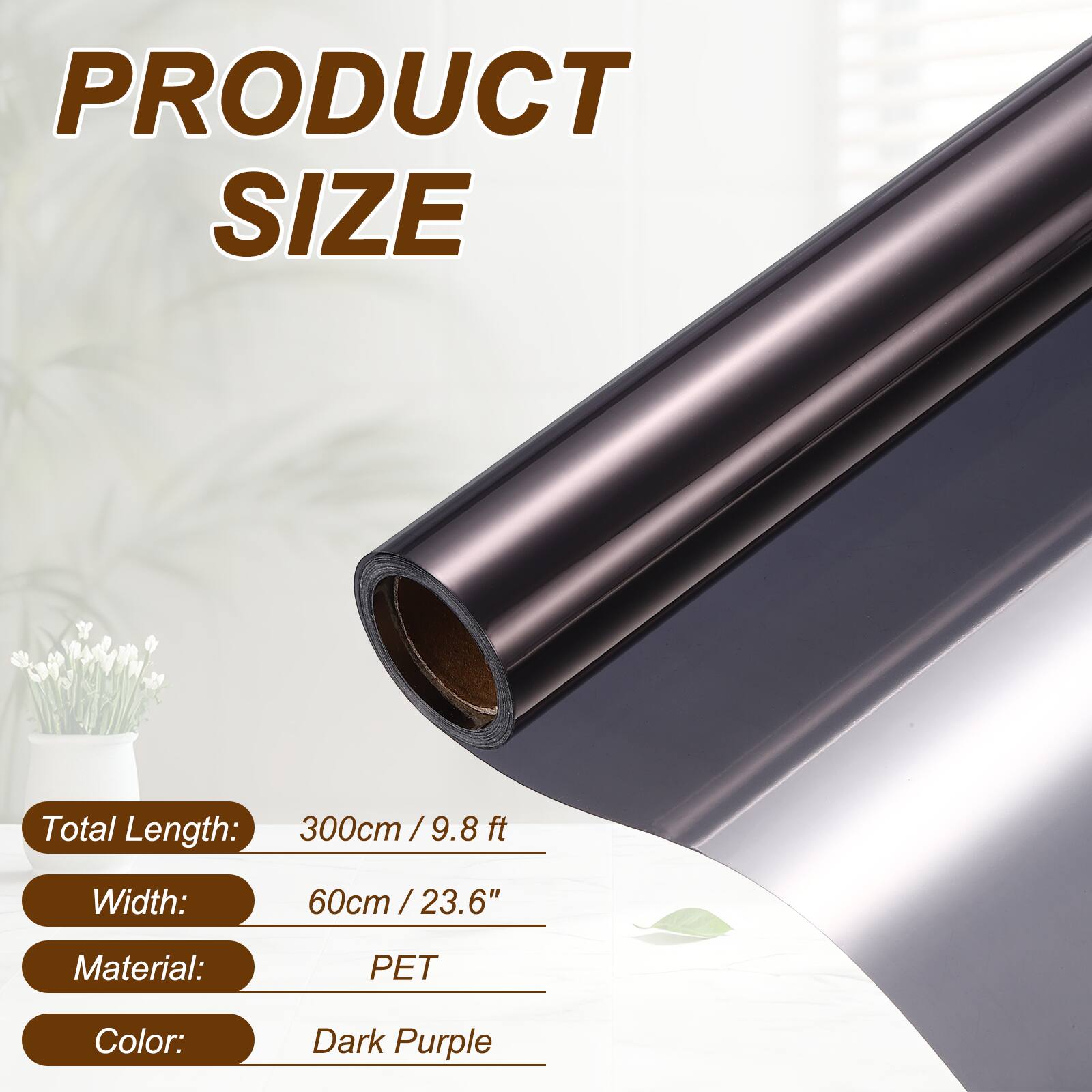 PRODUCT SIZE

Total Length: 300cm / 9.8 ft  
Width: 60cm / 23.6"  
Material: PET  
Color: Dark Purple