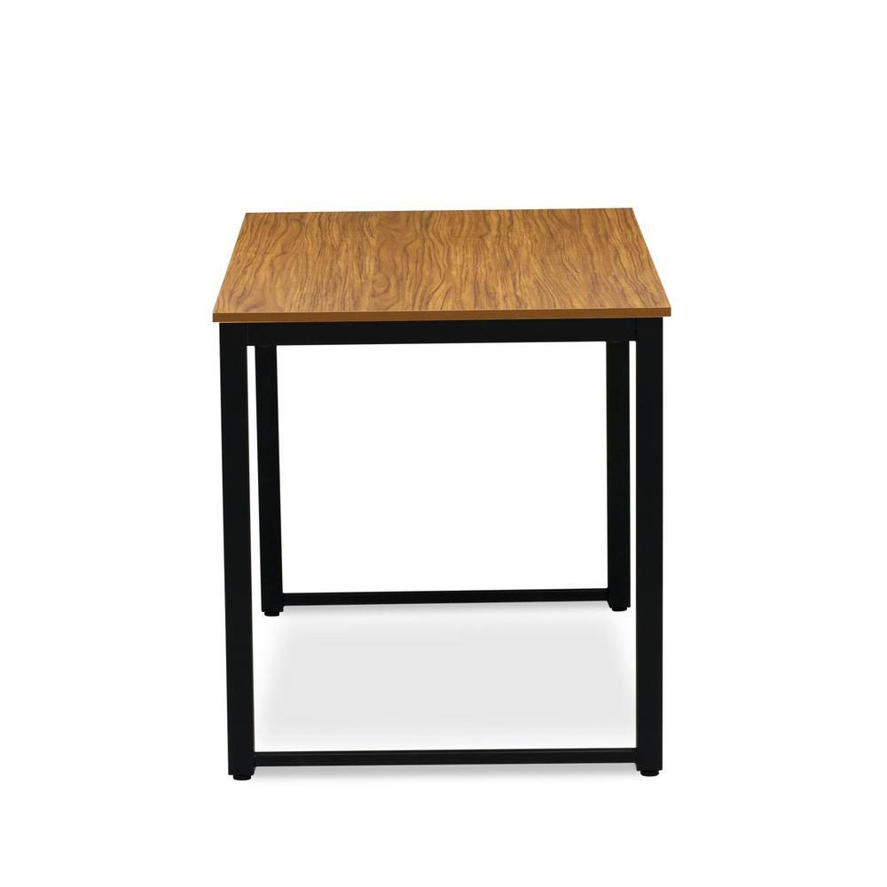 Back. East West Furniture - Parmer 3 Pc Kitchen Set - 1 Modern Dining Table and 2 Mid Century Benches in Powder Coating Black Color and Brown Wood - Brown.