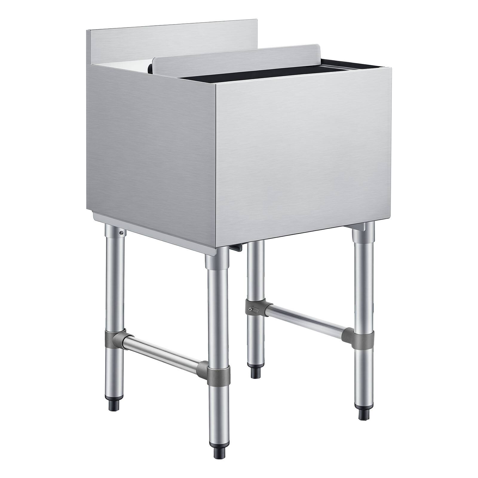Alt View 5. VEVOR - Commercial Ice Bin, 49.4 Qt Max Capacity, 18 x 18 x 33 Inch Stainless Steel Ice Chest with Sliding Lid and Bottle - Silver.