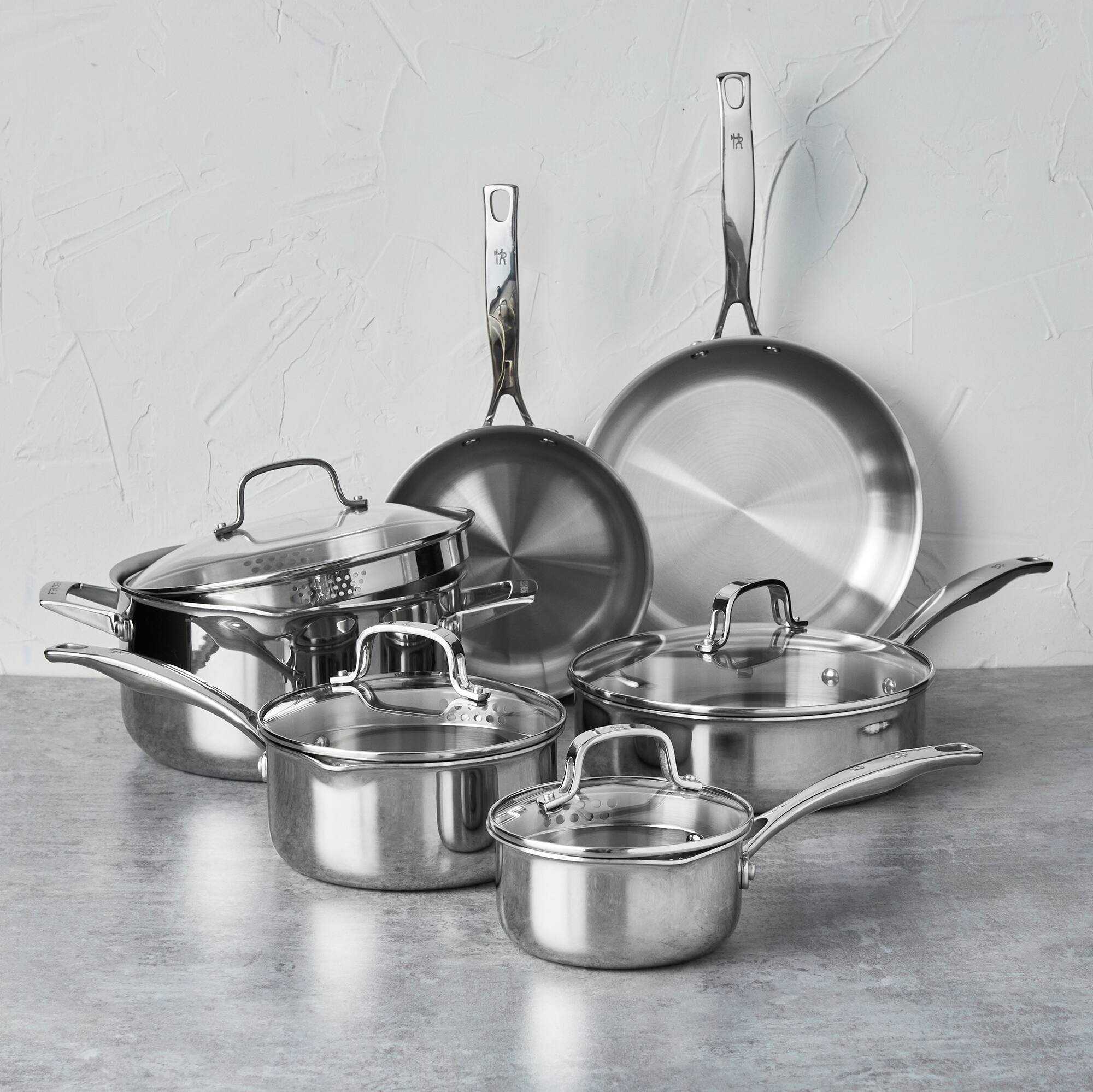 Alt View 1. Henckels - Henckels Clad H3 10-pc Stainless Steel Cookware Set - Stainless Steel.