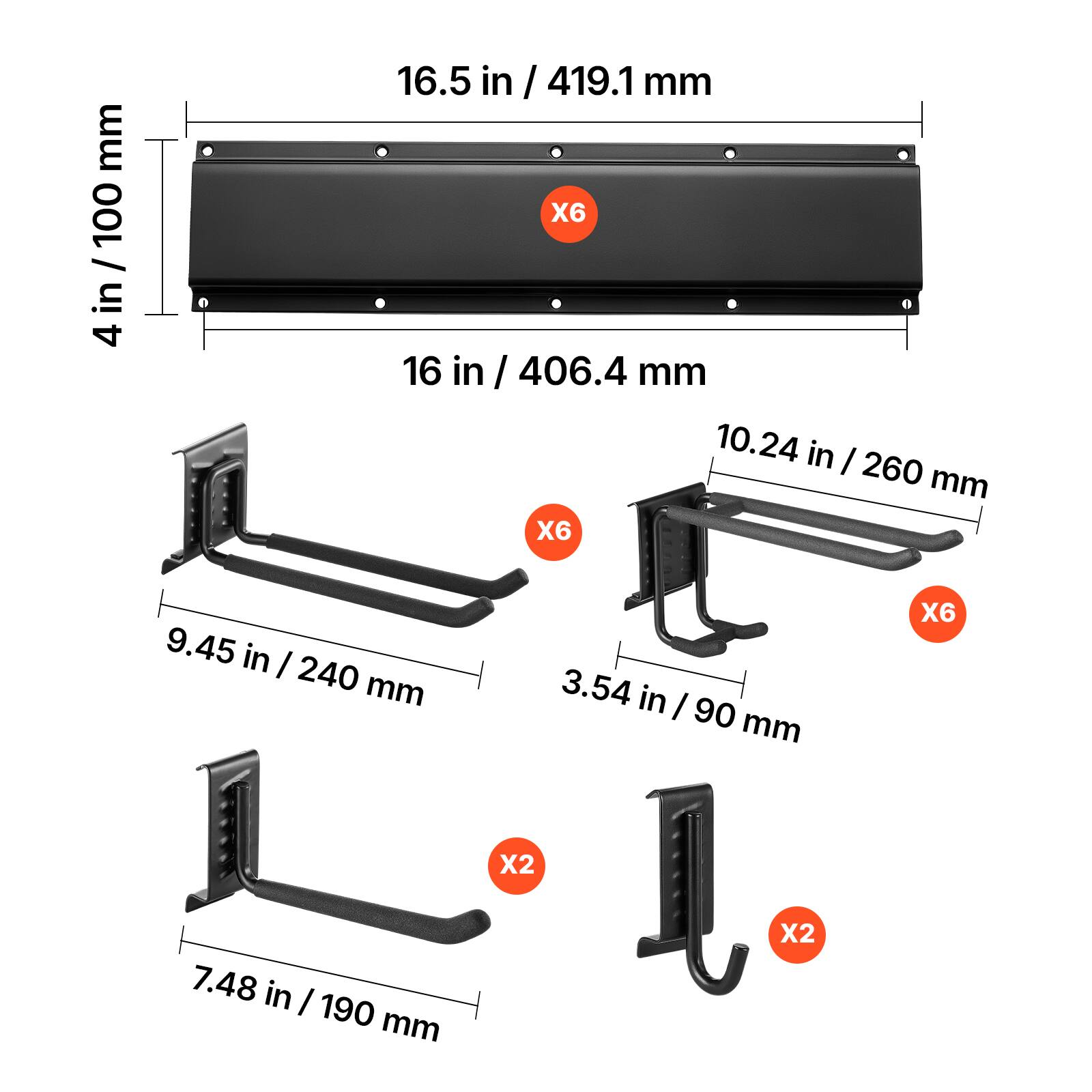mm 100 / in 4

16.5 in / 419.1 mm X6

16 in / 406.4 mm

10.24 in / 260 mm X6

9.45 in / 240 mm

3.54 in / 90 mm X6

7.48 in / 190 mm X2