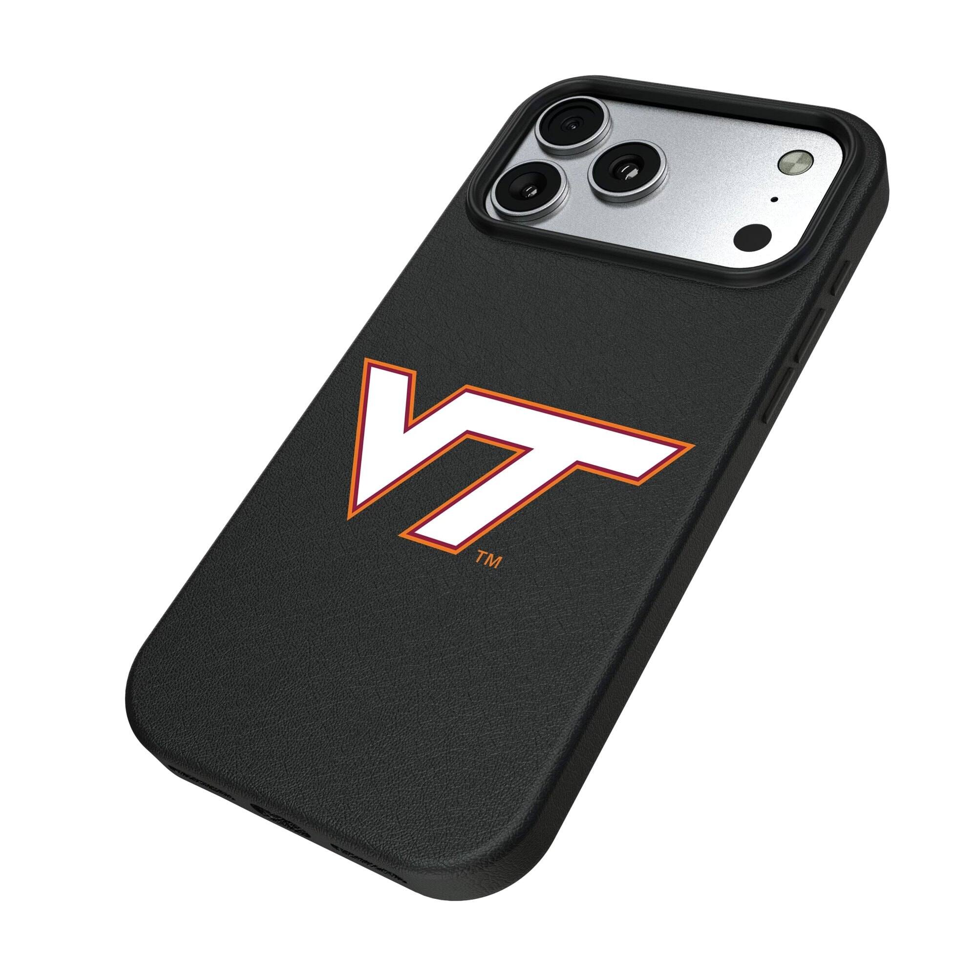 Alt View 1. Keyscaper - Virginia Tech Hokies Primary Logo iPhone Magnetic Bump Case - 15 Pro - Black.
