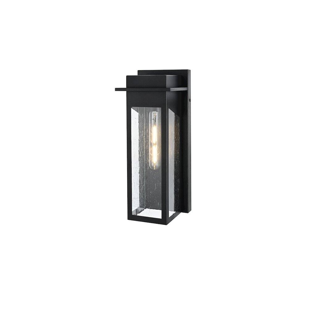 Angle. Elegant Lighting - Dunton 7 inch Outdoor Pendant in Black - Black.