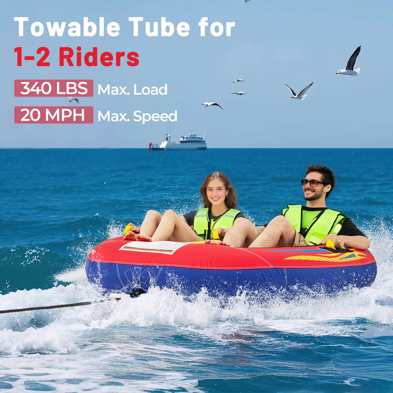 Towable Tube for 1-2 Riders
340 LBS Max. Load
20 MPH Max. Speed