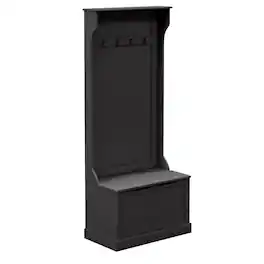 PULUZ - Entryway Hall Tree with Coat Rack and Sitting Bench, Mudroom Bench with Storage and Hooks - Black