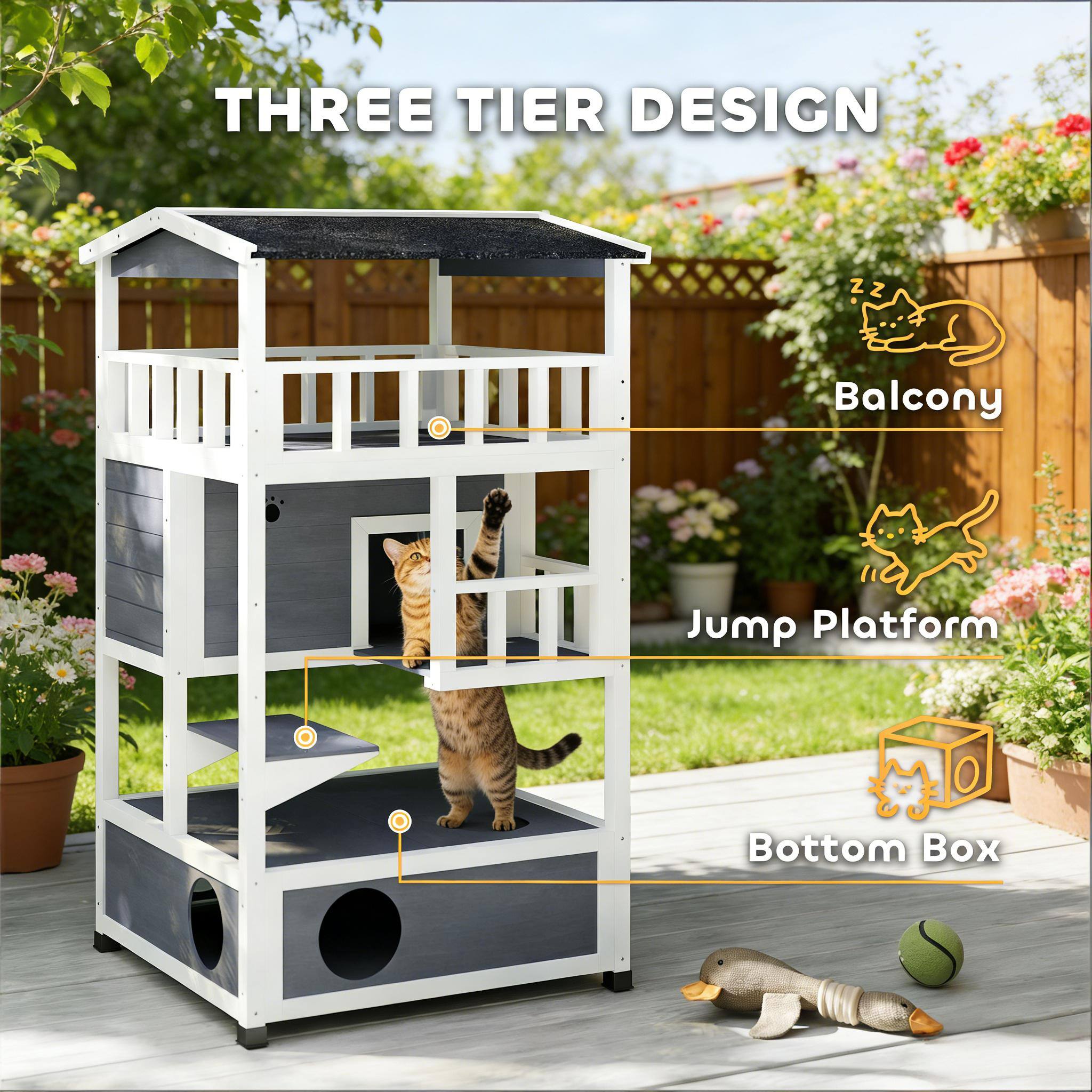 THREE TIER DESIGN

- Balcony
- Jump Platform
- Bottom Box