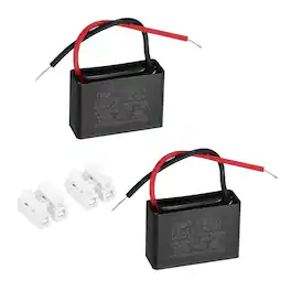 Unique Bargains - 2pcs 1.2uF CBB61 Ceiling Fan Capacitor, AC 450V 2 Wires with Terminal Blocks for Pump Motor Generator Blower - Black