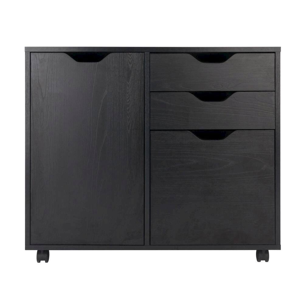 Alt View 1. FurniFact - 2 Section Mobile Cabinet - Black.