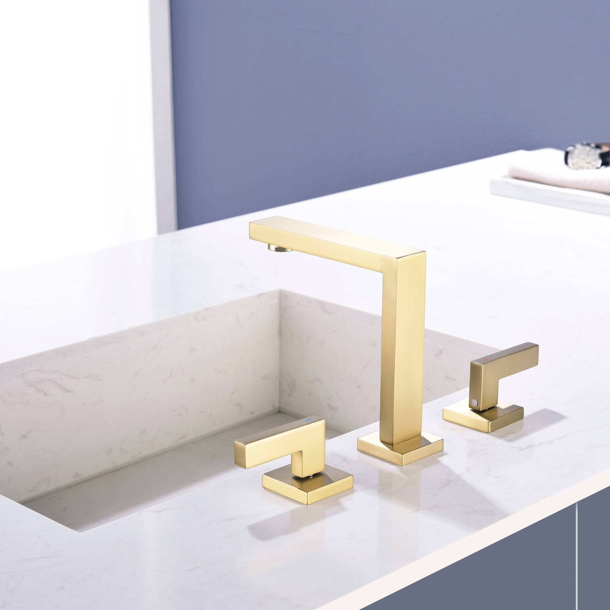 Alt View 2. Boyel Living - Brushed Gold Widespread Bathroom Faucet Dual Handle 1.2GPM - Brushed Gold.