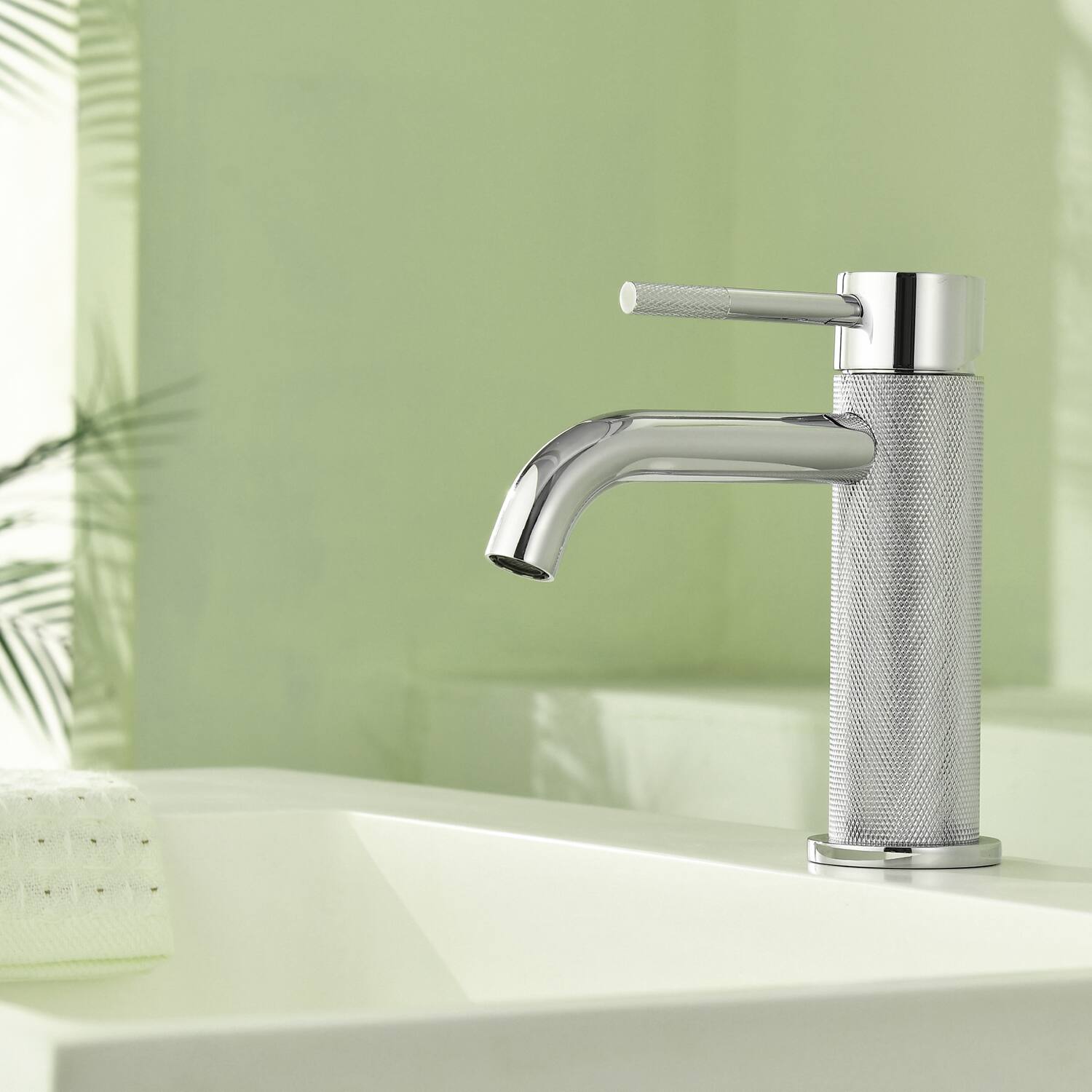 Alt View 1. Boyel Living - Chrome Carved Solid Brass Bathroom Faucet Single Handle - Chrome.