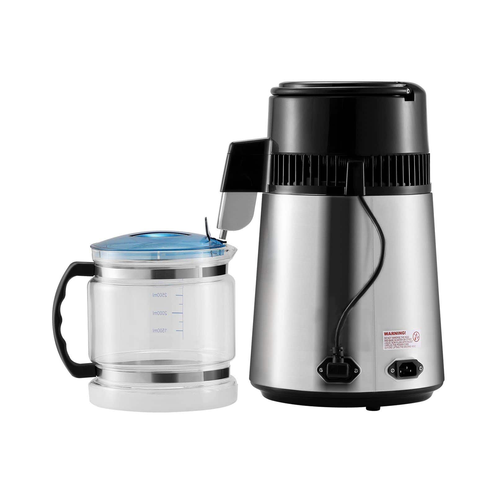 Mirfee - 4L Stainless Steel Water Distiller, 750W Countertop Pure Water Making Machine, Silvery - Silver