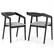 Front. Costway - Wooden Dining Chair Set of 2 with Rubber Wood Frame Armrests Padded Cushion - Black.